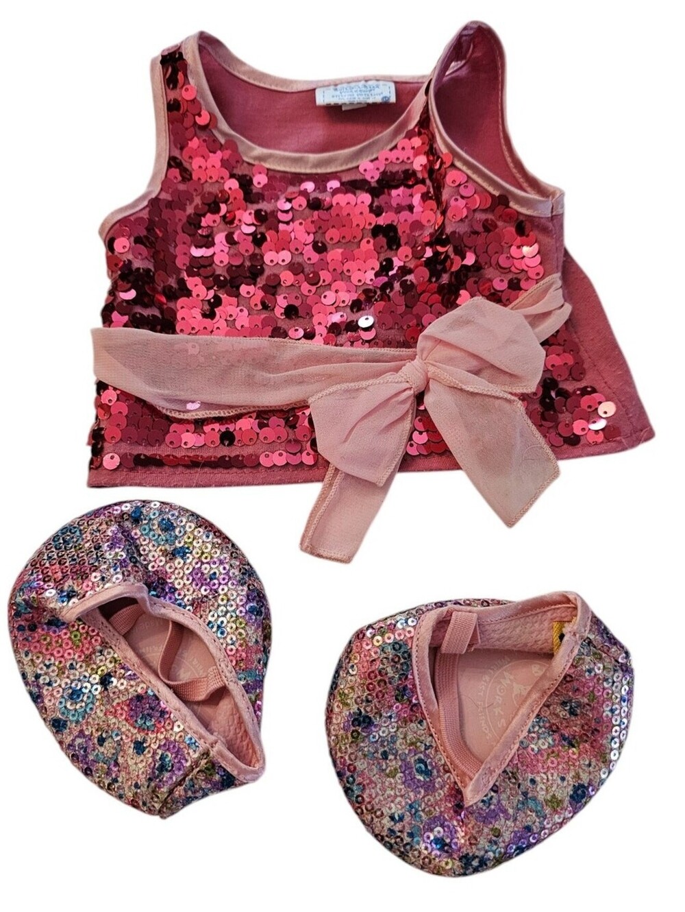 Build a Bear Dress and Shoes Pink Sequin Glitter